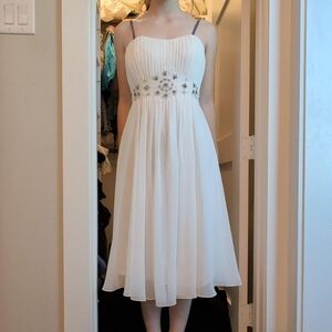 Fiesta White Floral Embellished Midi Dress